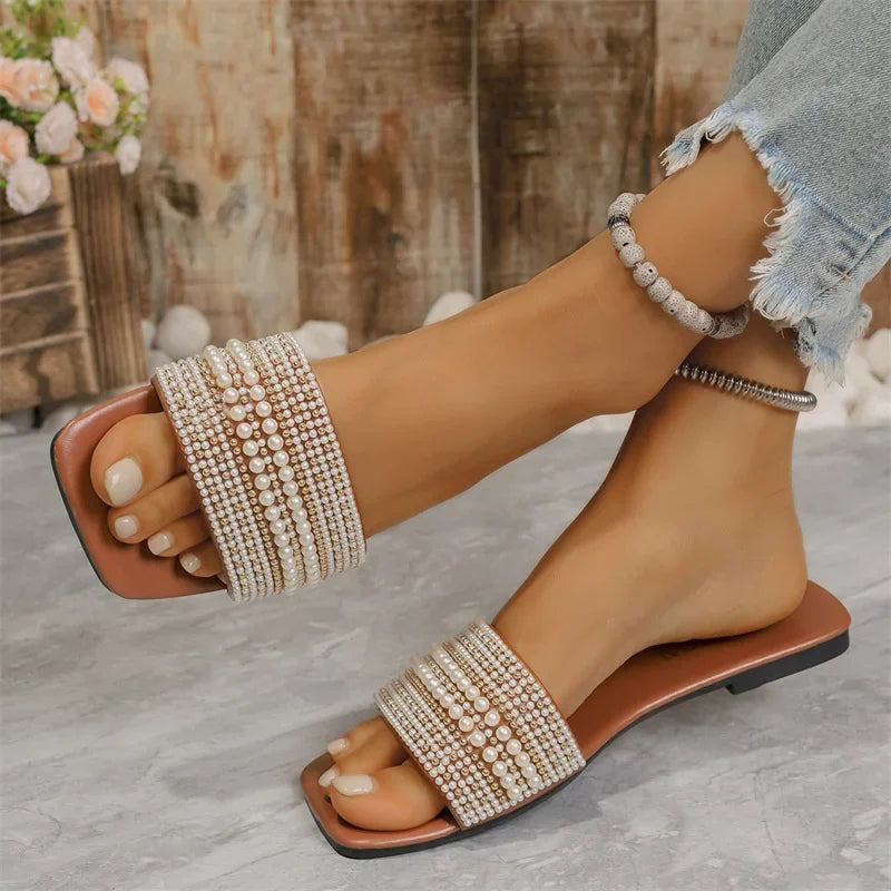 Luxury Pearl Flats Women's Summer Sandals Prolyf Styles