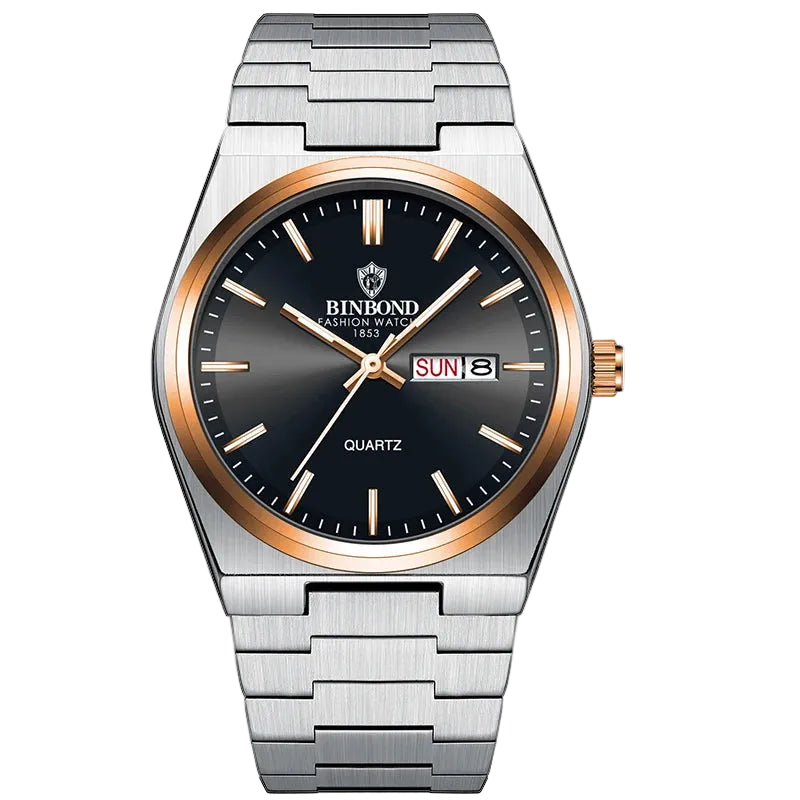 Men's sport watch displayed from all angles showing design details