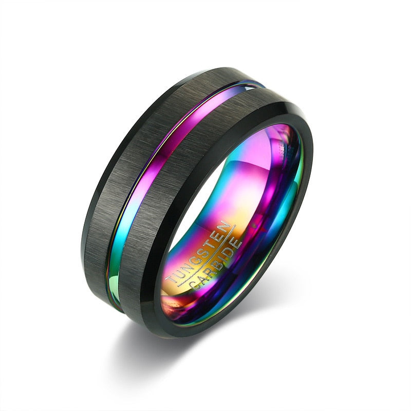 Men's wedding ring in stainless steel with polished finish