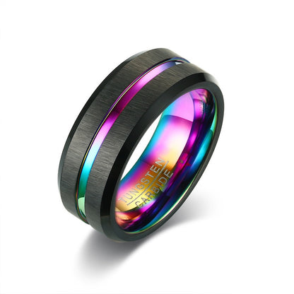 Men's wedding ring in stainless steel with polished finish