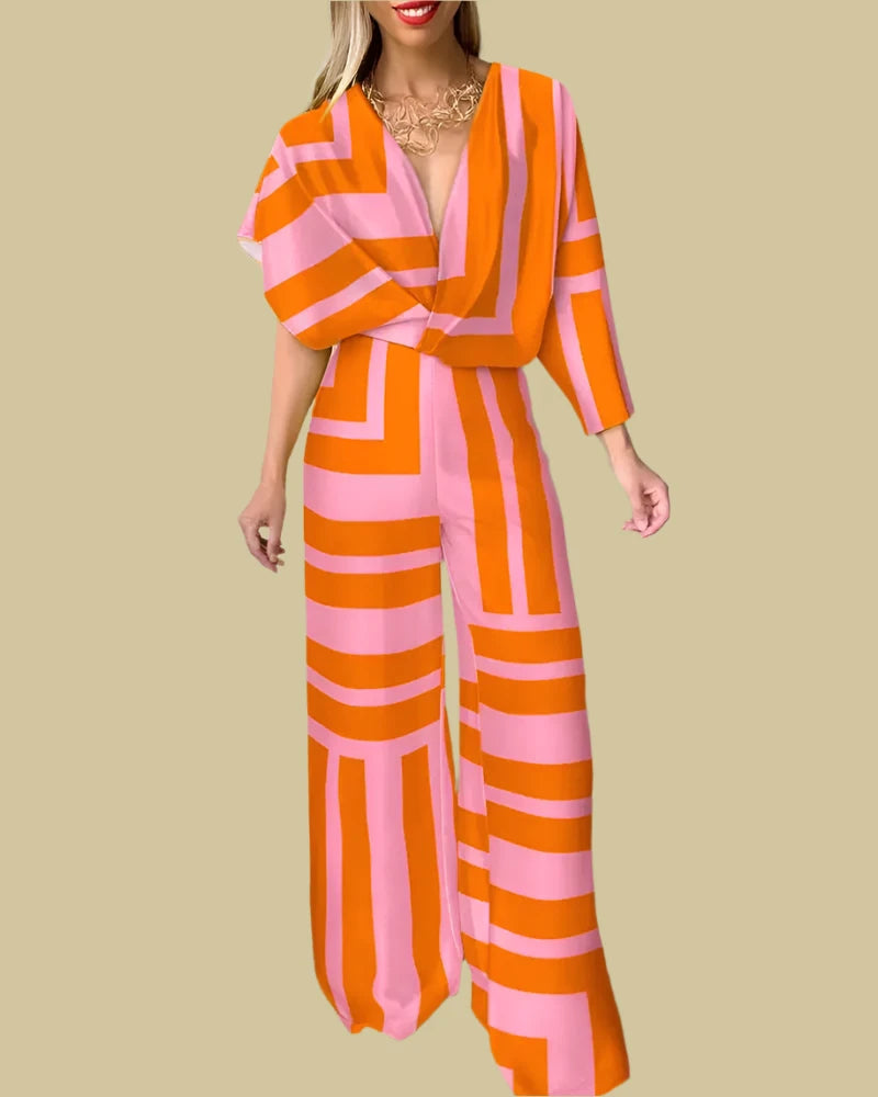 Orange batwing jumpsuit for office and party wear