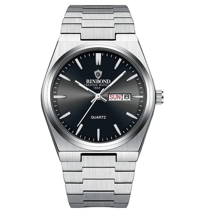 Silver black sport watch combining elegance with functionality