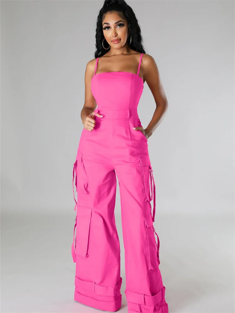 Trendy wide-leg jumpsuit in pink