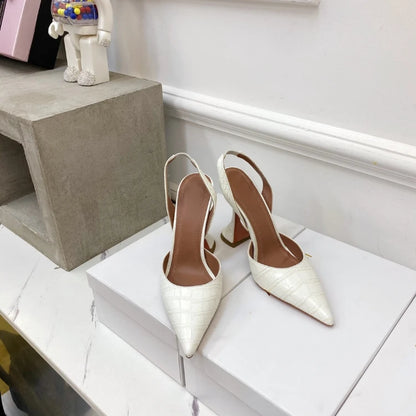 Stiletto sandals showing slingback closure for secure and comfortable fit