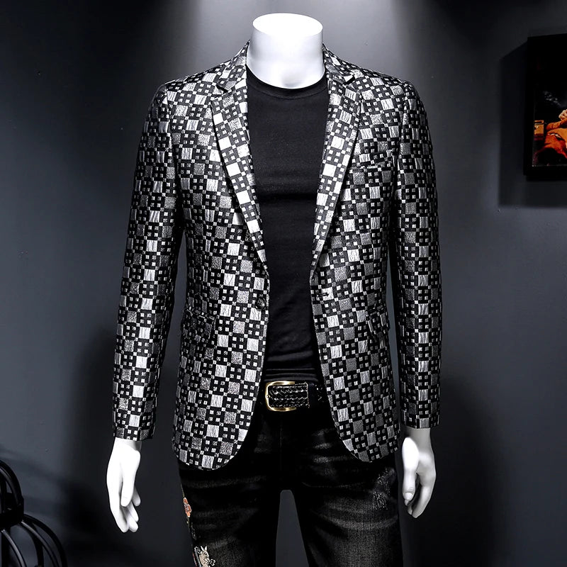 Black and gold checkered men’s blazer