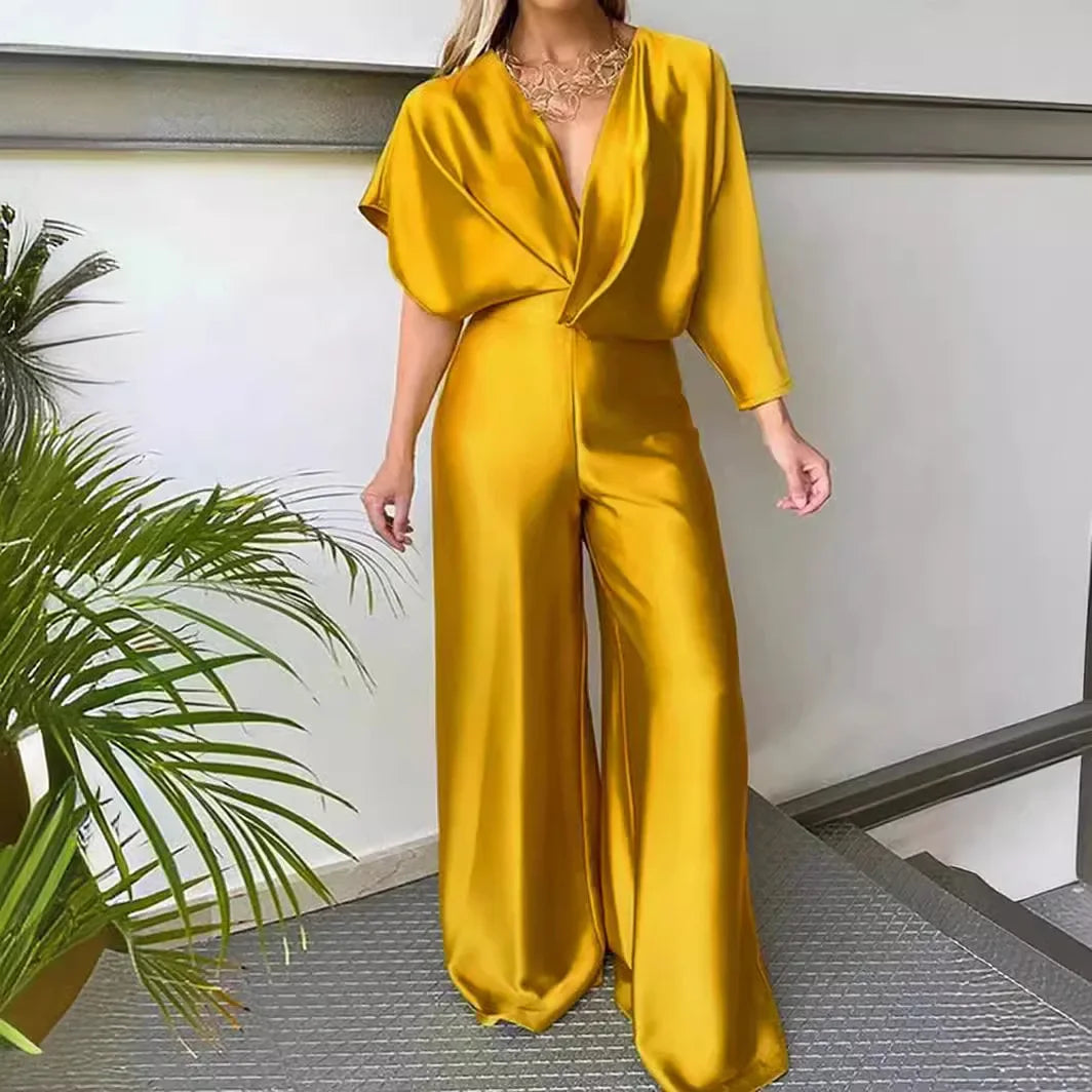 Front view of the Timeless Grace Wide-Leg Jumpsuit