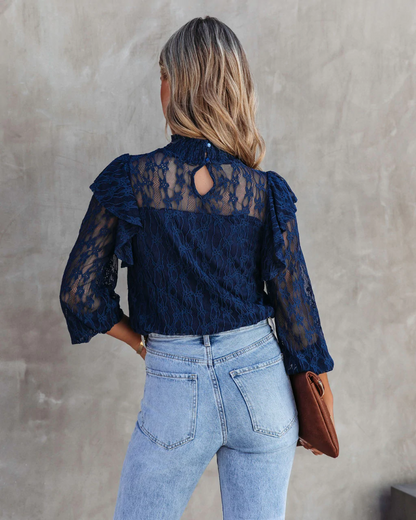 Hollow Out Lace Long Sleeve Top