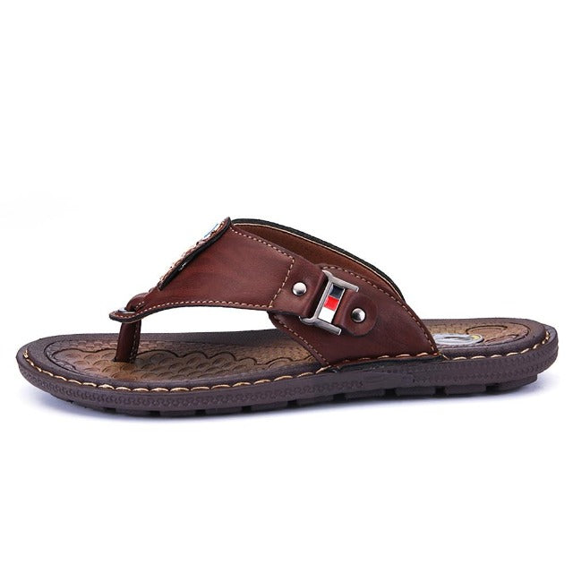 Men's Casual Leather Slippers - Men & women apparel, Women's swimwear, men's shirts and tops, Women jumpsuits and rompers, women spring fashion