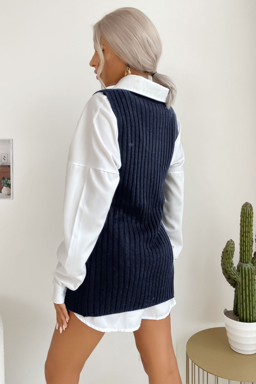 Slit Hem Sweater Vest Dress: Experience Elegance & Comfort in 1
