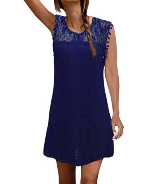 Casual Sleeveless Lace Dress - Men & women apparel, Women's swimwear, men's shirts and tops, Women jumpsuits and rompers, women spring fashion