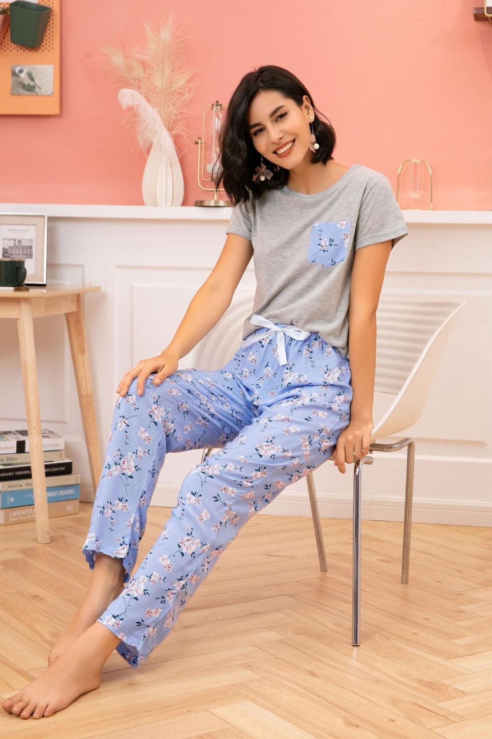 T-Shirt and Floral Pants Lounge Set
