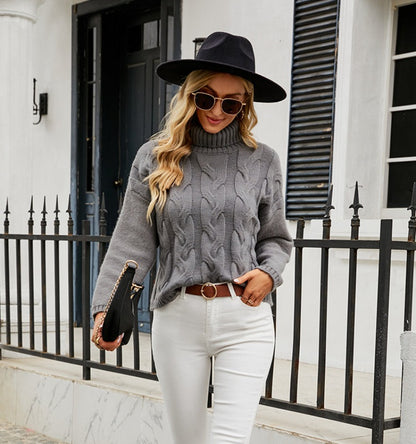 Winter Thick Cable Knitted Turtleneck Sweater