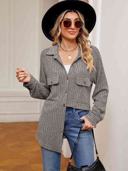 Chic Button Down Collared Shacket