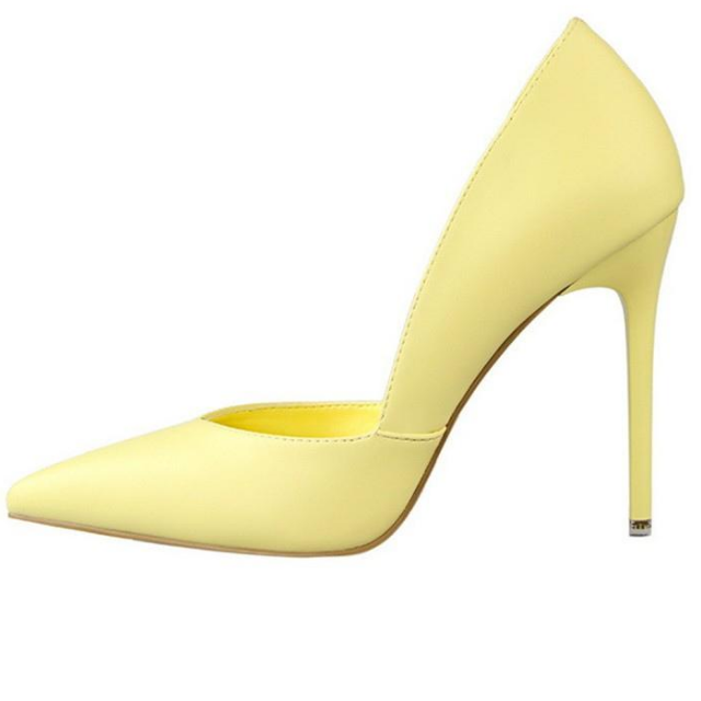 Yellow high heel shoes isolated on white background. Women's shoes. Lemon  color. Stock Photo | Adobe Stock