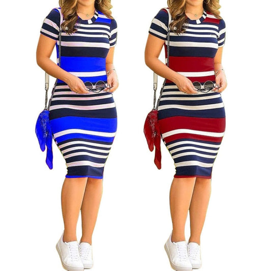 Striped Streetwear Bodycon Dress - ProLyf Styles
