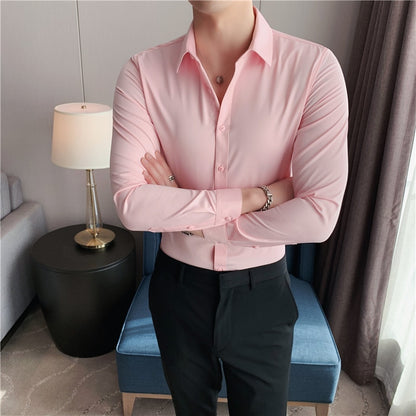 Slim Fit Solid Color Dress Shirt
