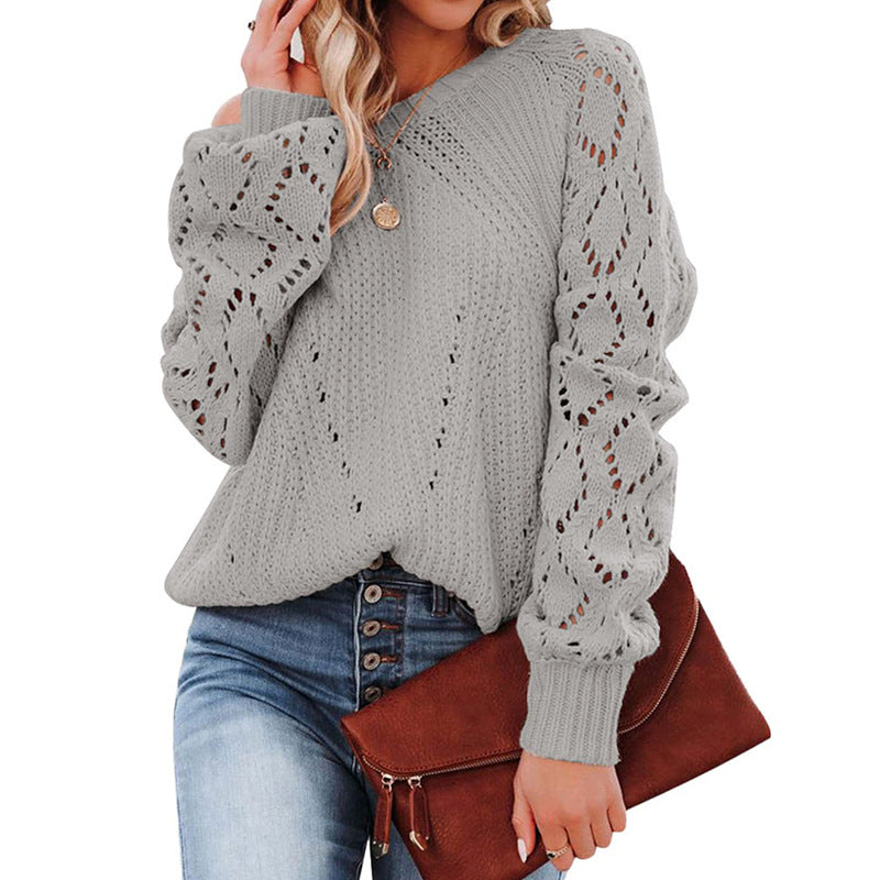 Lantern Sleeve Cutout Sweater Top