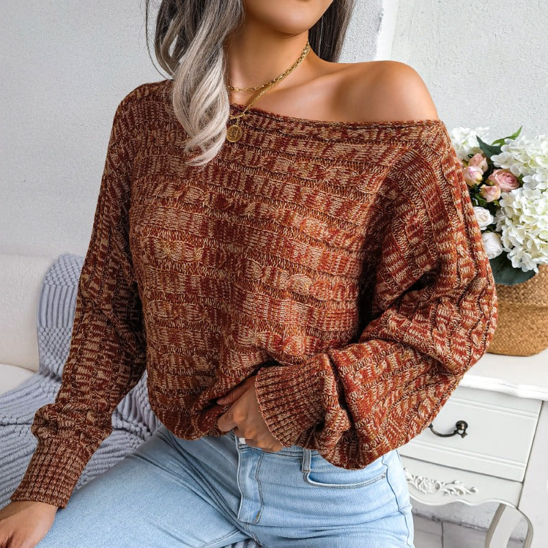 Fall Winter Color Twist Long Sleeve Knitted Sweater