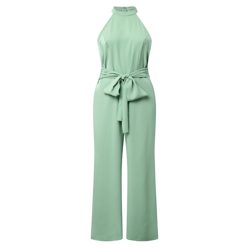 Wide Leg Tie Waist Green Jumpsuit – ProLyf Styles