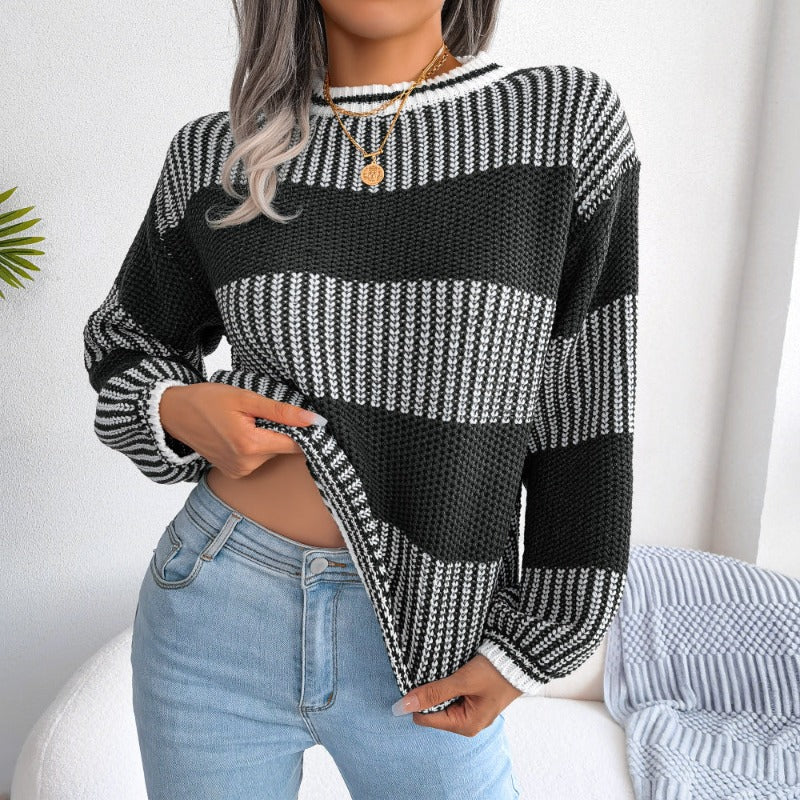 Striped Long Sleeve Knitted Sweater
