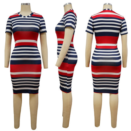 Striped Streetwear Bodycon Dress - ProLyf Styles