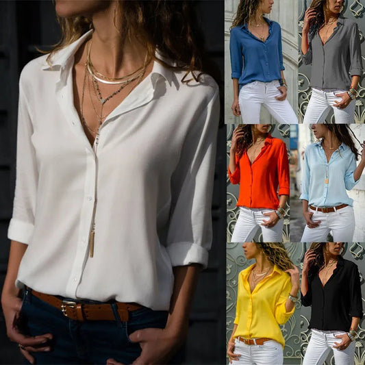 Solid Color Workwear Style Top