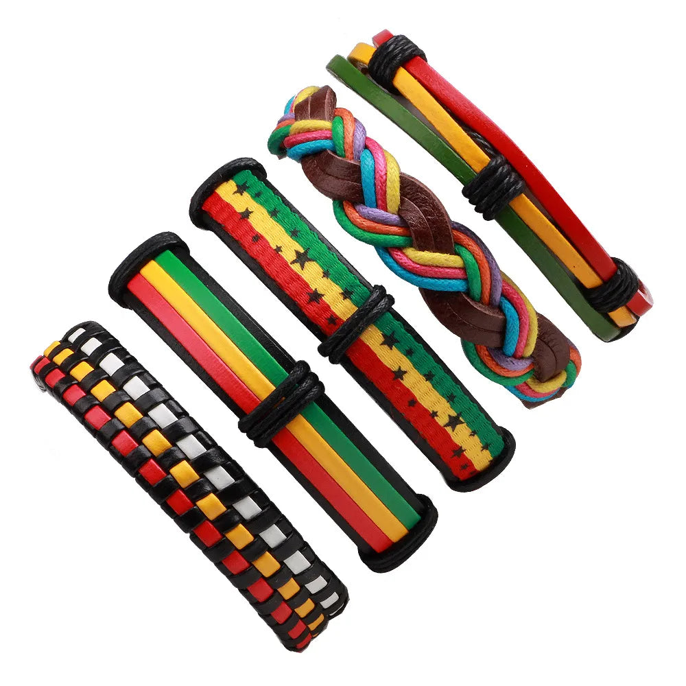 Rugged Reggae Wrap Bracelets for Men