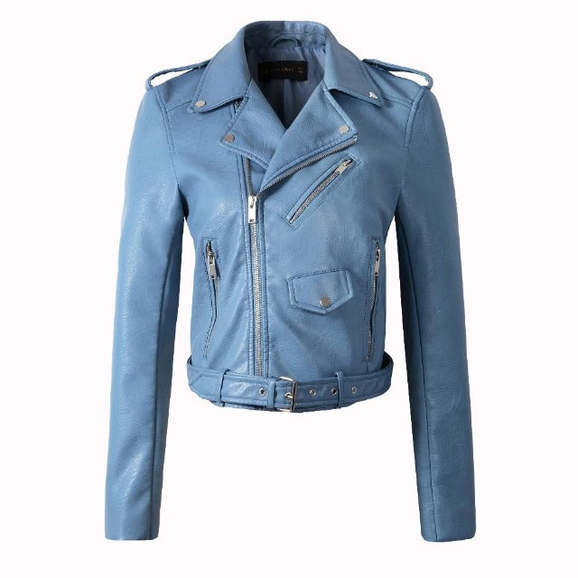 Women's Leather Motorcycle Jacket - Men & women apparel, Women's swimwear, men's shirts and tops, Women jumpsuits and rompers, women spring fashion