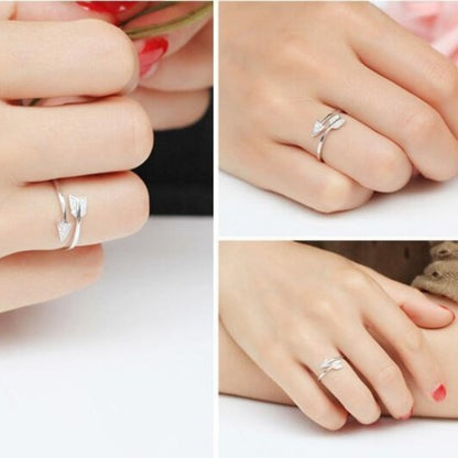 Close-up of arrow crystal ring showing sparkling stone details