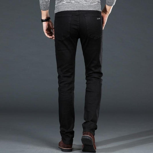 Men's black jeans velvet-lined variant for cooler temperatures and winter wear