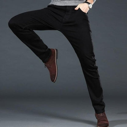Men's casual black jeans available in sizes 28-40 for perfect fit