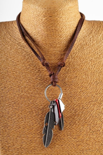 Leather Pendant Necklace - Men & women apparel, Women's swimwear, men's shirts and tops, Women jumpsuits and rompers, women spring fashion