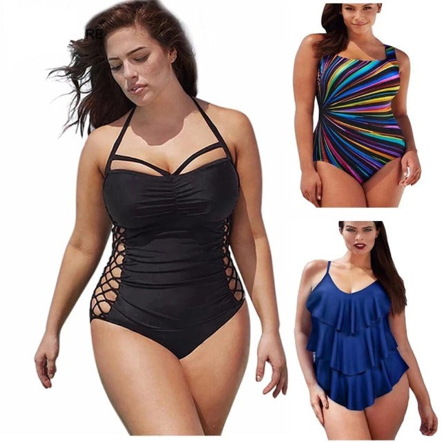 Flattering Plus Size One Piece Swimsuit - Men & women apparel, Women's swimwear, men's shirts and tops, Women jumpsuits and rompers, women spring fashion