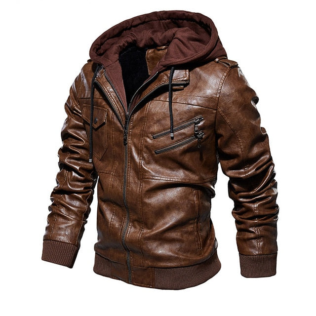 Leather Jacket with Hood | Brown Leather Jacket | Prolyf Styles ...
