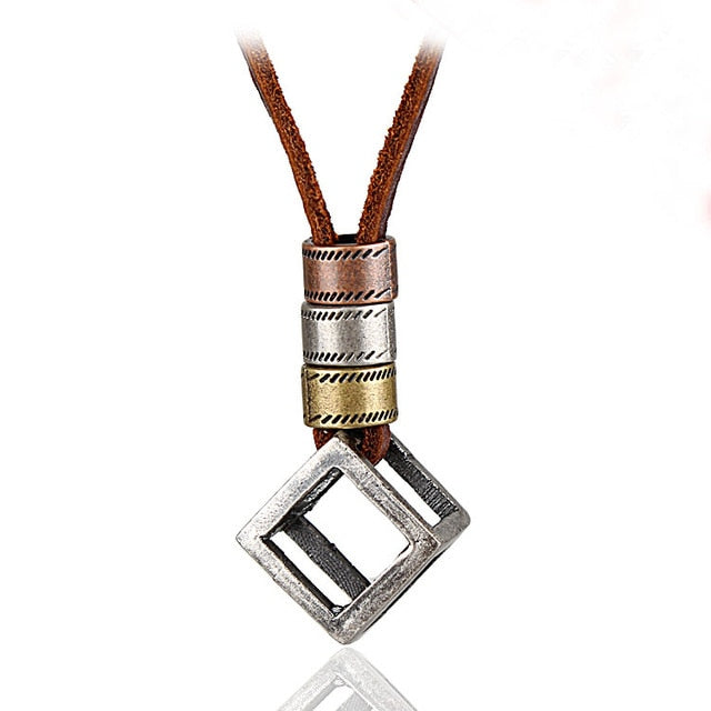 Leather Pendant Necklace - Men & women apparel, Women's swimwear, men's shirts and tops, Women jumpsuits and rompers, women spring fashion