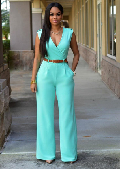 Sleeveless Belted Wide Leg Jumpsuit - ProLyf Styles