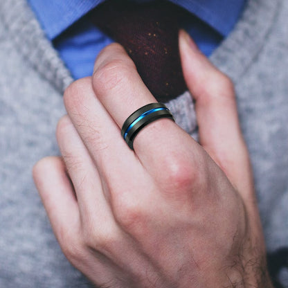 Classic men's stainless steel band ring with timeless design